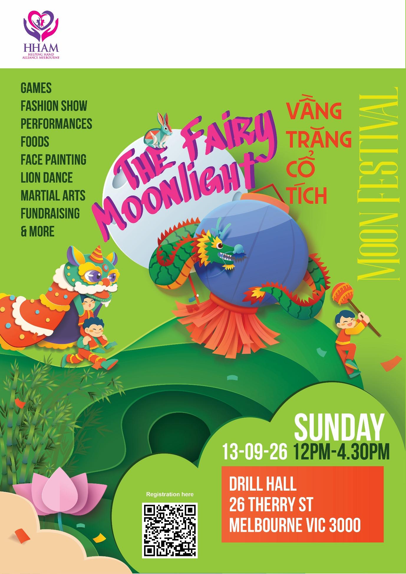 Vầng Trăng Cổ Tích 2026 poster — Sunday 13 September 2026, 12pm to 4.30pm, Drill Hall, 26 Therry Street, Melbourne VIC 3000